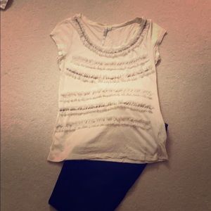 LC Lauren Conrad cream detailed tee